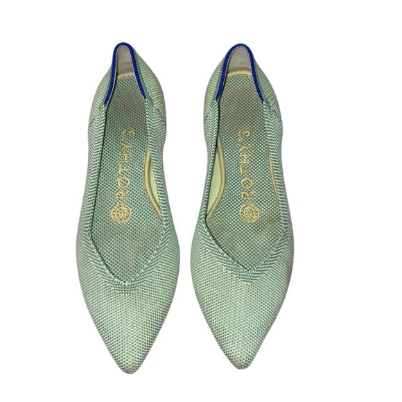 Rothy's Womens Pointed Toe Flats Size 5 Green Knit Slip-On Shoes Eco-Friendly - Picture 1 of 16